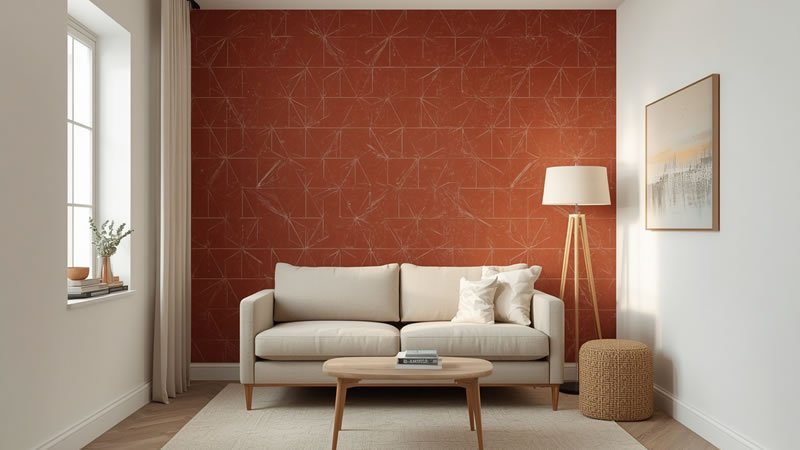 small living room lounge with feature wall decor idea