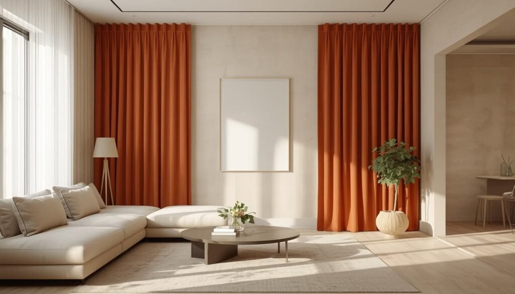 curtain color combination living room walls